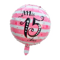 Balão de aniversário cor-de-rosa My 15th Birthday 45 cm