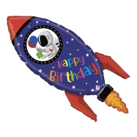 Balão Foguetão Feliz Aniversário em órbita 1,02 m - Grabo