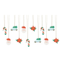 Etiquetas decorativas para pendurar o Pai Natal - 12 unid.