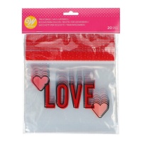 Bolas de plástico quadradas transparentes Love - Wilton - 20 unidades