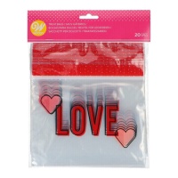 Saco para rebuçados transparente Love - Wilton - 20 unid.