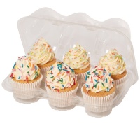 Caixa para 6 cupcakes de plástico transparente - 3 unidades