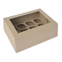 Caixa para 12 mini cupcakes em cor kraft - 2 unidades