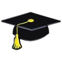 Broche de graduação com capelo amarelo