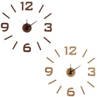 Relógio de parede adesivo efeito madeira 60 cm - DCasa - 1 unidade