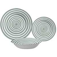 Serviço de mesa às riscas verde água - 18 peças