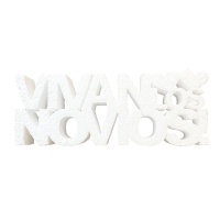 Figura em cortiça de 28 x 11,8 cm com a frase 