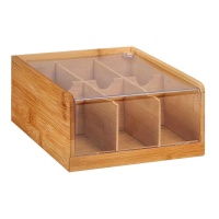 Caixa de chá transparente com tampa - 6 compartimentos