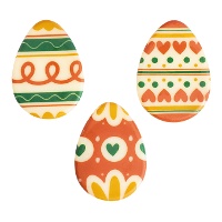 Ovos de Páscoa de chocolate branco decorados 3,5 x 2,6 cm - 135 unidades