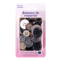 Botões sobresselentes em tamanhos e cores sortidos - Bainha - 40 pcs.