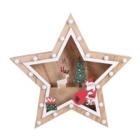 Estrela de Natal em madeira com luz 35 x 6,5 x 34 cm