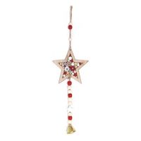 Adorno pendente decorado em forma de estrela de madeira de 30 cm