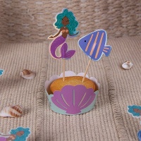 Conjunto de wrappers e picks de sereia - 6 unidades