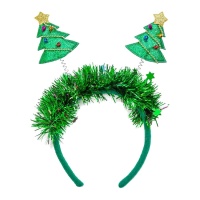 Bandolete em forma de árvore de Natal com molas e enfeites de Natal