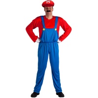 Fato de super canalizador vermelho e azul para homem