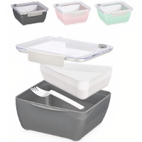 Tupper de 0,45 e 1,4 L com compartimentos e garfo - 1 unidade