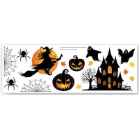 Autocolantes para decoração de parede com silhuetas de Halloween - 16 unid.
