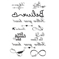 Tatuagens temporárias com frases positivas - 1 folha