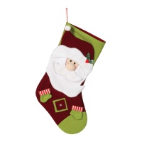 Meia do Pai Natal vermelha e verde 48 cm