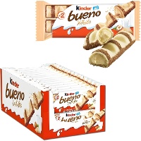 Kinder Bueno de chocolate branco recheados com creme de avelã - Kinder - 30 unidades