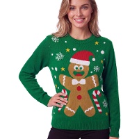 Suéter de Natal de homem-biscoito para senhora