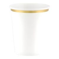 Copos de cartão branco com rebordo dourado 260 ml - 6 unid.