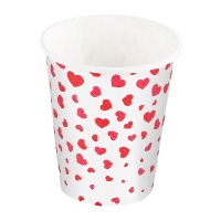 Copos de cartão com corações vermelhos - 8 unidades