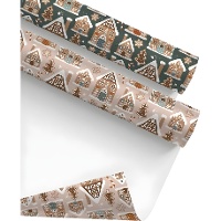 Papel de presente com estampado de casinhas de gengibre 2 x 0,70 m - 1 unidade