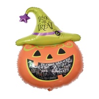 Balão Abóbora Travessura ou Gostosura com chapéu 91 x 61 cm