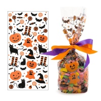 Saco de bombons de abóbora para o Dia das Bruxas 12,5 x 24 cm - Decorar - 20 unid.