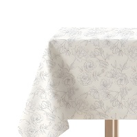 Toalha de mesa 2,00 x 1,45 m em tecido de flores e folhas
