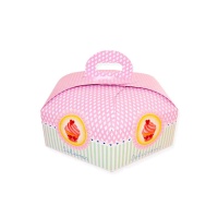 Caixa para bolo hexagonal 23 x 23 x 10 cm com pega