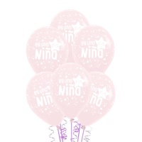 Balões de látex rosa pastel É UMA MENINA 30 cm - Sempertex - 12 unidades