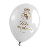 Balões de látex do Real Madrid de Feliz Aniversário - 6 unidades