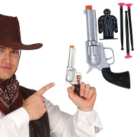 Pistola de cowboy prateada de 22 cm