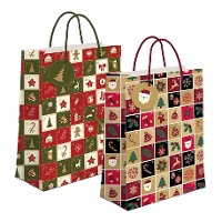 Saco de presente de 23 x 18 x 10 cm com padrão natalino - 1 unidade