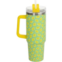 Copo térmico de 1,2 L com estampa de limões