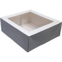 Caixa branca para bolo 20 x 20 x 7,5 cm com janela superior