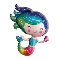 Balão de sereia multicolor de 72 cm