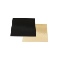 Base quadrada em dourado e preto para bolos de 24 x 24 x 0,3 cm - Decora