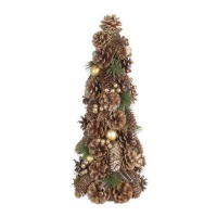 Árvore de Natal decorativa com pinhas douradas 48 cm
