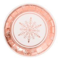 Pratos Rose Gold Snow de 23 cm - 6 unidades