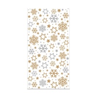 Sacos para doces transparentes com flocos de neve de 24 x 12,5 cm - Decora - 20 unidades