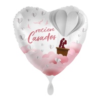 Balão de coração de recém-casados 43 cm rosa - Premioloon