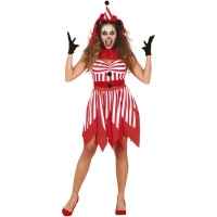 Fato de Palhaço Vermelho e Branco para Mulher