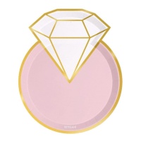 Pratos em forma de anel de diamante cor-de-rosa 24 x 20 cm - 6 unid.