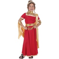Traje César romano vermelho e dourado para raparigas