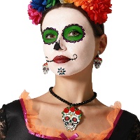 Conjunto de brincos e colar de Catrina com rosas