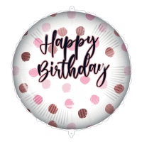 Balão Happy Birthday rosa 46 cm personalizável - Procos