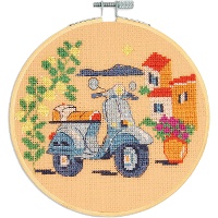 Kit de ponto cruz - Vespa azul - DMC